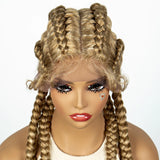 36" 27/613 Blonde Cornrow Braided Wig | Lace Frontal Box Braids | Synthetic Wig with Baby Hair for Black Women