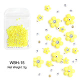 White Acrylic Flower Nail Art Decorations Mixed Size Rhinestones Red Blue Gem Manicure Tools Accessories DIY Nails Design 5g
