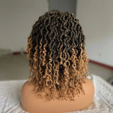 Short Goddess Faux Locs Wig | Brown Highlight Crochet Dreadlock Wig