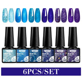 MTSSII 6PCS/Set Sparkly Red Roes Red Gel Nail Polish Shinning Nail Art LED UV Gel Varnish Nail Supplies Manicure Kit for Nails