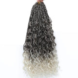 Ombre Goddess Box Braids Crochet Hair with Curly Ends | 14 Inch | 1-6 Packs