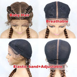 Handmade Double Dutch Cornrow Braided Wig | Natural Black Lace Front | Baby Hair | Kanekalon Synthetic Wig for Women