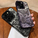 3D Bling Glitter Butterfly Quicksand Gradient Phone Case For iPhone 16 15 14 13 12 11 Pro Max 16 Plus Plating Shockproof  Cover