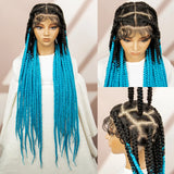 36" Orange Knotless Box Braids Wig | Transparent Full Lace | Baby Hair