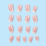 24Pcs Oval Short Pink Press on Nails Simple Ombre Spring False Nail for Sweet Sassy Cool Women&Girl Removable Wearable Nail Art
