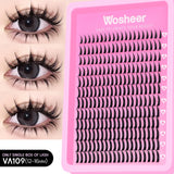 WOSHEER Lash Clusters Kit Lash Spikes Eyelash Clusters Volume Individual Lashes DIY Spiky Lash Extension Manga Clusters Eyelash