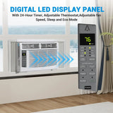 6000 BTU Smart Window Air Conditioner with WiFi - Cools Rooms to 250 Sq Ft, Remote & App Control for Bedroom Office