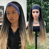 Headband Box Braids Wig | Ombre Brown | Long Braided Dreadlock Wig | Synthetic Hair | Cosplay & Daily Use