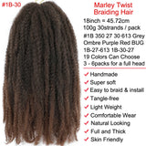 18" Marley Twist Braiding Hair | Crochet Braids | Afro Twist Kinky Hair Extensions | Ombre Colors | 30 Strands/Pack