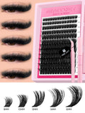 Lash Clusters Kit Fluffy Individual Lashes C Curl Cluster Eyelash Extensions 10-18mm DIY Lash Extension Kit Lash Bond and Seal