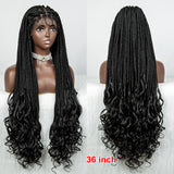 36" Water Wave Braided Wig | Lace Front | Baby Hair | Long Braids