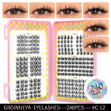 GROINNEYA Eyelashes Clusters 320 pcs Natural Eyelash extension Cluster Lashes Volume Mixed Tray Lashes Cluster Natural Lashes