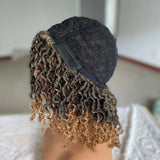 Short Goddess Faux Locs Wig | Brown Highlight Crochet Dreadlock Wig