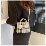 Women's Mini Handbag & Ladies Pouch | Fashion Check Pattern Shoulder Bag & Crossbody Messenger Bag (Lightweight Simple Elegant Tote)