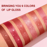 Chocolate Brown Luxurious Metallic Glitter Lipstick Long-Lasting Waterproof Non-Fade Shimmery Pearl Sparkling Lip Gloss Makeup