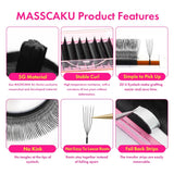 MASSCAKU U-shaped 3D 4D 5D Eyelash Extensions C D Curl U Shaped W Bloom Premade Fans Volume Lashes Natural Mink False Eyelashes