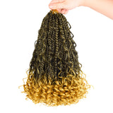 10" Bob Goddess Box Braids Crochet Hair | Boho Braids with Curls