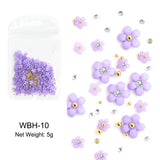 White Acrylic Flower Nail Art Decorations Mixed Size Rhinestones Red Blue Gem Manicure Tools Accessories DIY Nails Design 5g