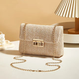 Yogodlns Knitted Straw Crossbody Bag For Women With Chain Strap Day To Night - Versatile Day To Night Use