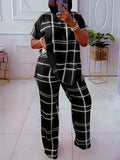 Short Sleeve 2 Piece Women Sets 2025 Spring Summer Matching Sets Stripe Print Two Pieces Sets Top Pants Suits Outfits Clothing