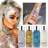Glitter Eye Shadow Liquid Face Body Sequins Gel Long-Lasting Liquid Face Shimmer Multicolor For Party Music Festival Makeup 30ML