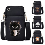 Women's Handbags Black Explosive Coffee Cat Messenger Bags | Female Cartoon Shoulder Bag Purse (Fashion Mobile Phone Crossbody Bags)