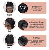 22" Box Braids Full Lace Wig | Two Curly Ponytails | Baby Hair | Synthetic Braided Wig