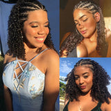 16" Human Hair Bob Braid Wig | Afro Kinky Curly | 250% Density | Remy Hair | Lace Front
