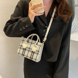 Women's Mini Handbag & Ladies Pouch | Fashion Check Pattern Shoulder Bag & Crossbody Messenger Bag (Lightweight Simple Elegant Tote)