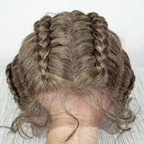 22" Box Braids Full Lace Wig | Two Curly Ponytails | Baby Hair | Synthetic Braided Wig