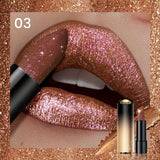 Metallic Shimmer Lipstick, Pearly Glitter Shine, Creamy Texture, High Color Payoff, Smooth Apply, Party Makeup