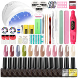Nail Gel Polish Kit with Nail Drill and UV Light for Beginner Whole Nails Set Professional Manicure Salon & Home Art Tools Kit