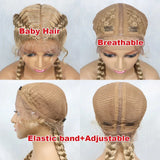 Handmade Double Dutch Cornrow Braided Wig | Natural Black Lace Front | Baby Hair | Kanekalon Synthetic Wig for Women