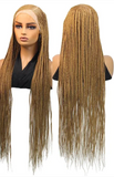 36" Blonde Cornrow Box Braided Wig | 613 Synthetic | Full Lace Front | Side Part | For Women