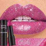 Chocolate Brown Luxurious Metallic Glitter Lipstick Long-Lasting Waterproof Non-Fade Shimmery Pearl Sparkling Lip Gloss Makeup