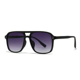 SO&EI Fashion Double Bridges Square Rivets Women Sunglasses Retro Men Gradient Shades UV400 Sun Glasses