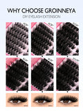 GROINNEYA Lash Clusters Kit Cat Lashes 640 Pcs with Lash Bond & Seal Cluster Eyelash Extensions Eyelash Clusters Kit DIY at Home