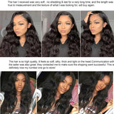 Natural Black Body Wave Remy Human Hair Wigs Lace Front Wig Pre Plucked Hairline 180% Density HD Transparent Lace Frontal Wig