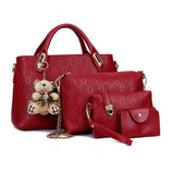 Three Strap Soft PU Shoulder Bag | Letter Detail Satchel