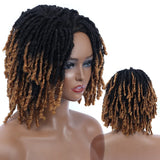 10" Short Braided Bob Wig | Faux Locs & Curly Twists | Black, Blonde, Red | Synthetic Hair