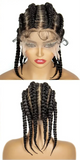 14" Short Cornrow Braids Wig | Transparent Full Lace Bob with Baby Hair