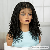 Short Boho Knotless Braids Bob Wig with Curly Ends | Full Lace