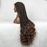 36" Water Wave Braided Wig | Lace Front | Baby Hair | Long Braids
