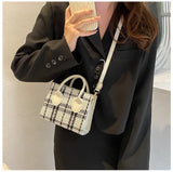 Women's Mini Handbag & Ladies Pouch | Fashion Check Pattern Shoulder Bag & Crossbody Messenger Bag (Lightweight Simple Elegant Tote)