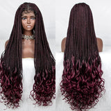 36" Water Wave Braided Wig | Lace Front | Baby Hair | Long Braids