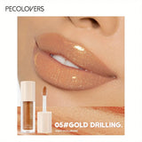 Mirror Waterproof Lip Gloss, Moisturizing Glitter Liquid Lipstick Makeup Long-Lasting Shine in Coral, Pink, and Skin Tones