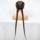 Handmade Double Dutch Cornrow Braided Wig | Natural Black Lace Front | Baby Hair | Kanekalon Synthetic Wig for Women