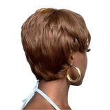 #4 Brown Pixie Short Cut Wig with Bangs | Straight Human Hair Full Machine Made