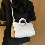 Luxury Crocodile Pattern Women's Handbag | Fashion Shoulder & Crossbody Bag (Famous Brand Designer PU Leather, Large Capacity)