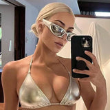 Unique Y2K Designer Luxury Sunglasses Women Rectangle Big Frame Sun Glasses For Men Outdoor UV Protection Classic 2000S Black Sh